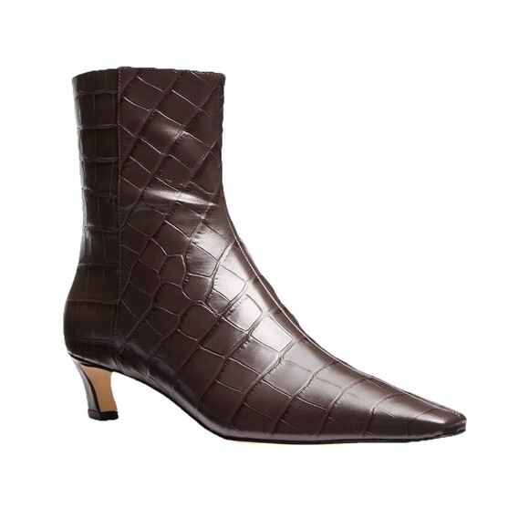 Michael Kors Shoes - Michael Kors Womens Cosmo Croc-Embossed Kitten Heel Booties Chocolate size 8 NEW
